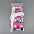 thumbnail image 2 of Ambesonne Pug Bedding Set 4 Pcs, Dog Driving on Car, Queen, Pink Yellow, 2 of 3