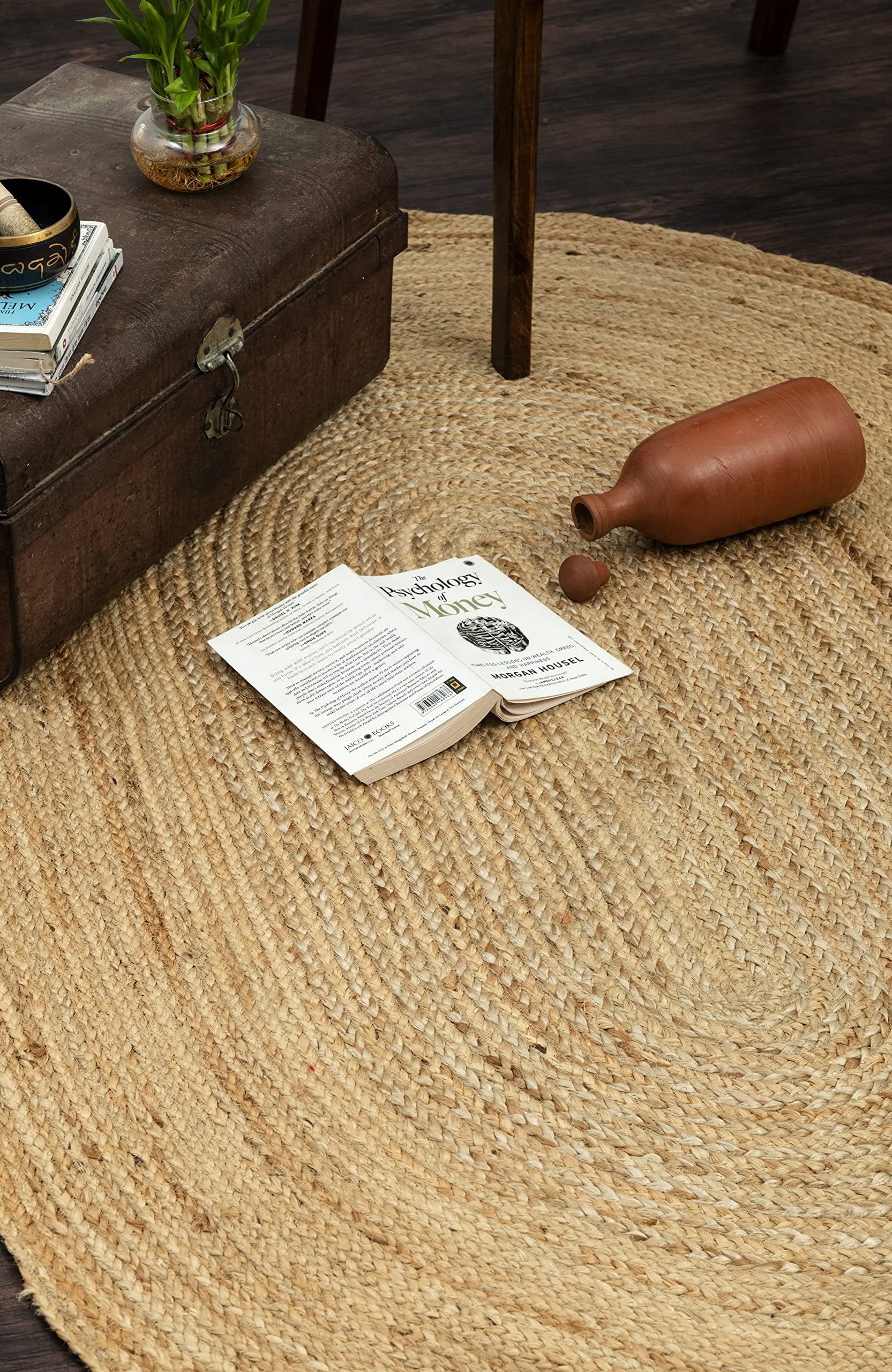 HOMEMONDE Small Braided Jute Rugs Natural Woven Doormat Rug Oval Shape 2.3 x 4 ft Floor Carpet for Entry Way