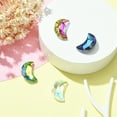 thumbnail image 5 of 1Bag 4Pcs 4 Colors Electroplated Glass Pendants Silver Plated Bottom Faceted Crescent Moon Charms Mixed Color 20x13x6mm Hole: 1.5mm 1Pc/color, 5 of 5