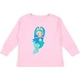 thumbnail image 3 of Inktastic Cute Mermaid, Blue Hair, Little Mermaid, Crown Girls Long Sleeve Toddler T-Shirt, 3 of 5