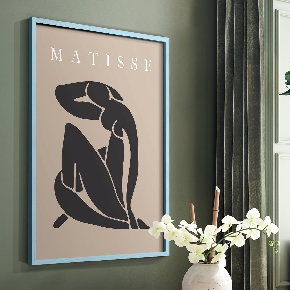 Matisse CCCLXXVIII in Blue Solid Wood 22 x 28 Framed Print