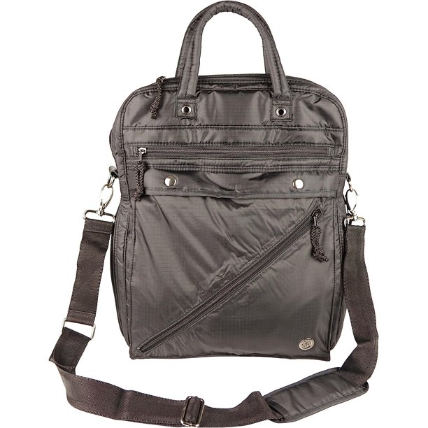 2 in 1 Backpack & Briefcase Black Nylon Bag for Travel Work 12" x 15" x 6"