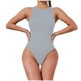 thumbnail image 2 of Lolmot Women's Sexy Seamless Round Neck Sleeveless Thong Bodysuit Basic Top Bodysuit Jumpsuit Solid Color Skinny Tank Tops Set Tummy Control Shapewear Bodysuit, 2 of 5