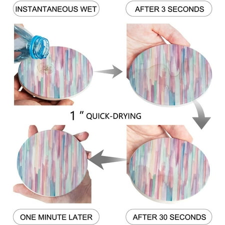 

ZHANZZK Rainbow Stripe Set of 4 Round Coaster for Drinks Absorbent Ceramic Stone Coasters Cup Mat with Cork Base for Home Kitchen Room Coffee Table Bar Decor