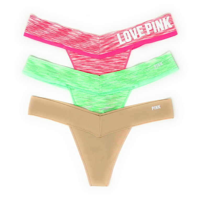 Victoria's Secret PINK Logo Thong Panty Set of 3 