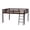 Brown, variant on Zimtown Full Size Junior Low Loft Bed with Stairs, White Wood Bunk Bed Frame, No Box Spring Required, White