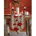 thumbnail image 4 of Table Runner Dresser Scarves Christmas Poinsettia Floral Holly Cotton Linen Burlap Table Cover Watercolor Flower on Wood Barn Table Runners for Family Kitchen Dining Holiday Party Banquet Decor, 4 of 5