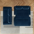 thumbnail image 3 of 73.2-inch Queen Pull Out Sofa Bed, 3-in-1 Convertible Sleeper Sofa with Velvet Upholstery, Multi-Functional Loveseat Bed for Living Room and Guest Room, Blue, 3 of 20