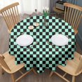 thumbnail image 3 of Black and Mint Green Checkerboard Pattern Round Tablecloth 60"x60",Wrinkle Wipeable Table Cloth for Kitchen Dining Room Picnic Patio Party, 3 of 6