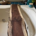 thumbnail image 5 of Stumps Custom Wood Natural Live Edge Walnut Bathtub Tray - Rustic Wood Bath Caddy for Reading, Relaxing and Luxury Soak 43-44 Inches Length x 6-9 Inches Width Wine Slot, 5 of 5
