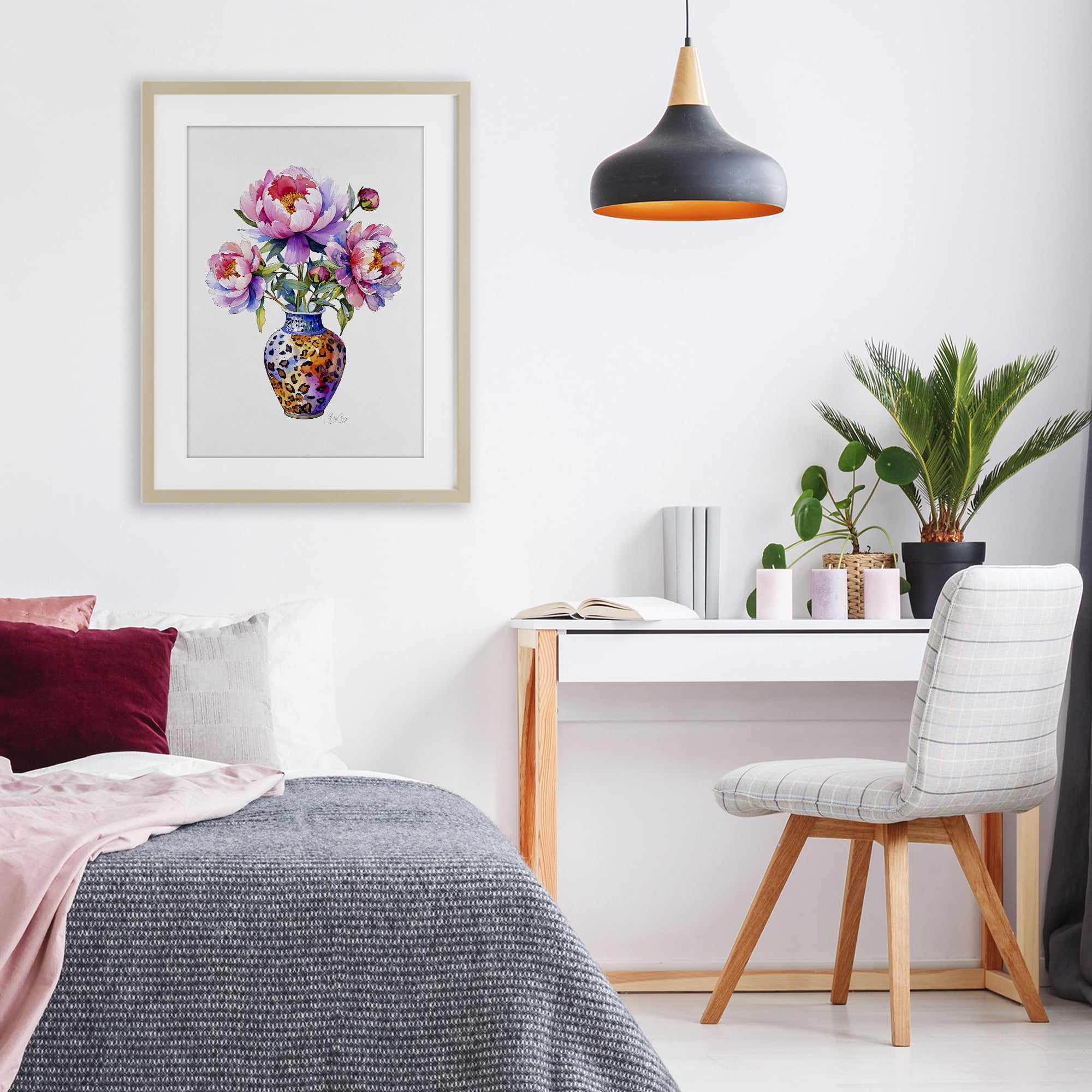 Stupell Industries Fierce Blooms Flower Vase Birch Framed Print Under Glass, design by Shelly Craig