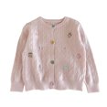 thumbnail image 5 of Acaics Girls Cable Knit Cardigan, Long Sleeve Crew Neck Button Down Cute Embroidery Sweater with Pockets for Fall Winter, 5 of 8