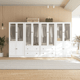 thumbnail image 4 of RichYa 3Pcs Armoire Wardrobe Closet with Hanging Rod,Clothes Storage Cabinet with Fluted Glass,Large Closet Organizer for Bedroom,White(AAC), 4 of 13