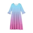 thumbnail image 5 of Abcomgle Girls Summer Dress Size 7-8 Casual A-Line 3/4 Sleeve Girls Long Dresses Gradient Crew Neck Sundresses Summer Tiered Dresses with Pockets,7-8 Years Blue, 5 of 6
