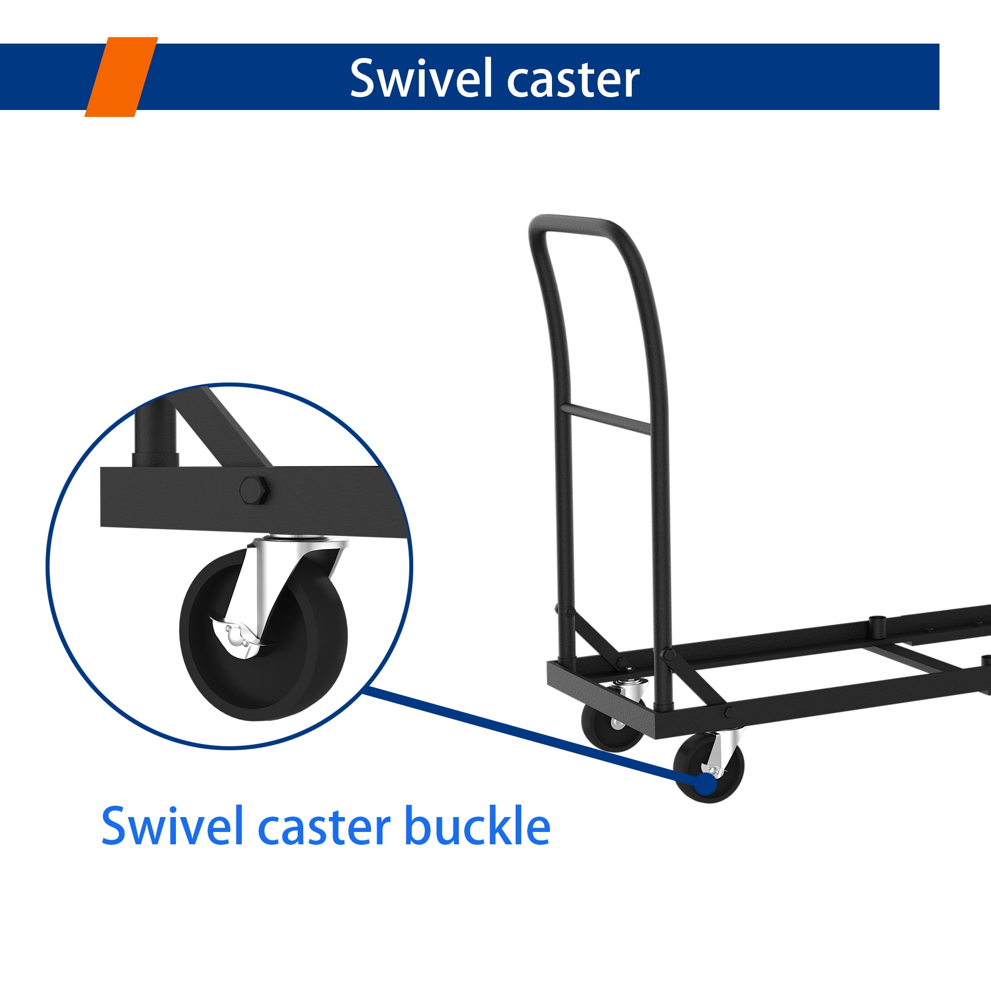 Heavy-Duty Folding Chair Cart with 1200LB Capacity, 77"x19.2"x40", Foldable Steel Hand Truck for Warehouse/Home Use