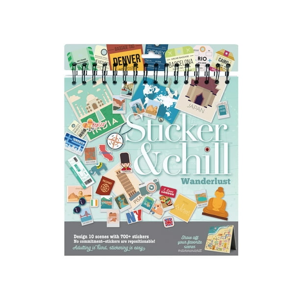 Sticker & Chill Sticker Book for Adults – 700+ Repositionable Colorful  Clings Create Designs on 10 Spiral Bound Scene Pages – Easy, Fun & Stress  Relieving Relaxation Activity – Wanderlust Series 
