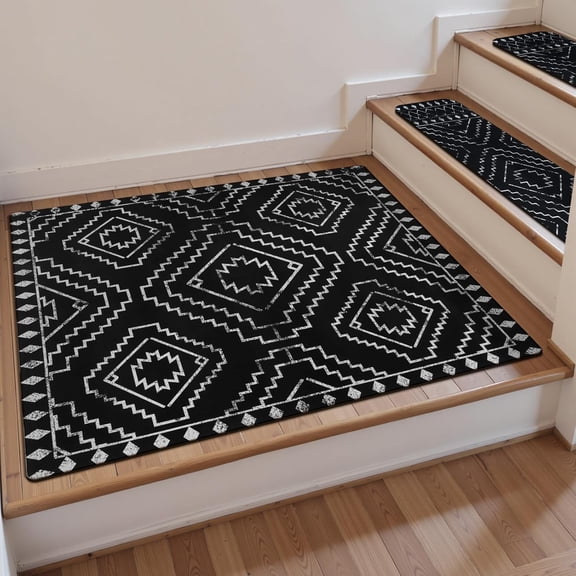 Stair Treads Non-Slip Matching Mat for Wooden Steps, Square Capet Rubber Backing Runner Anti-Slip Landing 32x32 Inch Rugs