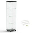 thumbnail image 4 of Tcbosik Display Cabinet, Floor Standing Curio Cabinet with 3 Acrylic Shelves, Small Glass Cabinet with Lock and Wheels for Living Room Bedroom Office, Black, 4 of 10