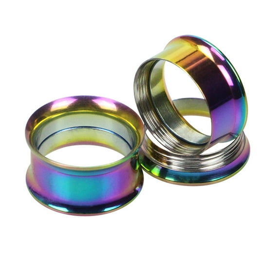 Besufy Unisex 1Pc Ear Expander Solid Color Skin-friendly Stainless Steel Double Flared Ear Gauges