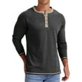 thumbnail image 3 of GENTS BLISS Crew Neck Henley Men Shirts Long Sleeve Shirts for Men Casual Color Block Tops, 3 of 6