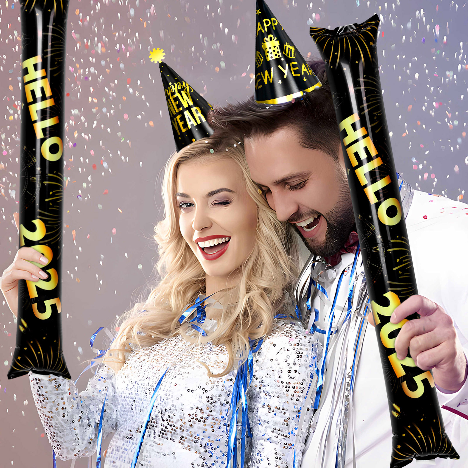 Tumao New Years Eve Decorations 2026 Party Accessories, New Year Party Hats, Headbands, Bead Necklace, Balloon, Partyy Blowouts for Black Gold New Years Eve Decorations 2026, NYE Decorations