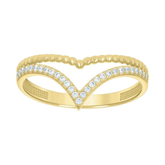 10kt 10k Yellow Gold Womens Cubic-Zirconia V-Shaped Fashion Ring