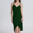 thumbnail image 1 of Ladies Sling Midi Dress Asymmetric Solid Color Slim Fit Backless Vacation Outfit, 1 of 7