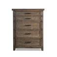 thumbnail image 2 of Furniture of America Kaleido Rustic 5-Drawer Solid Wood Bedroom Chest, Brown, 2 of 5