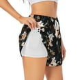 thumbnail image 2 of Disketp Lilies Flowers Print Women's Shorts Workout Shorts for Athletic Gym Running Shorts with Phone Pockets Large, 2 of 8