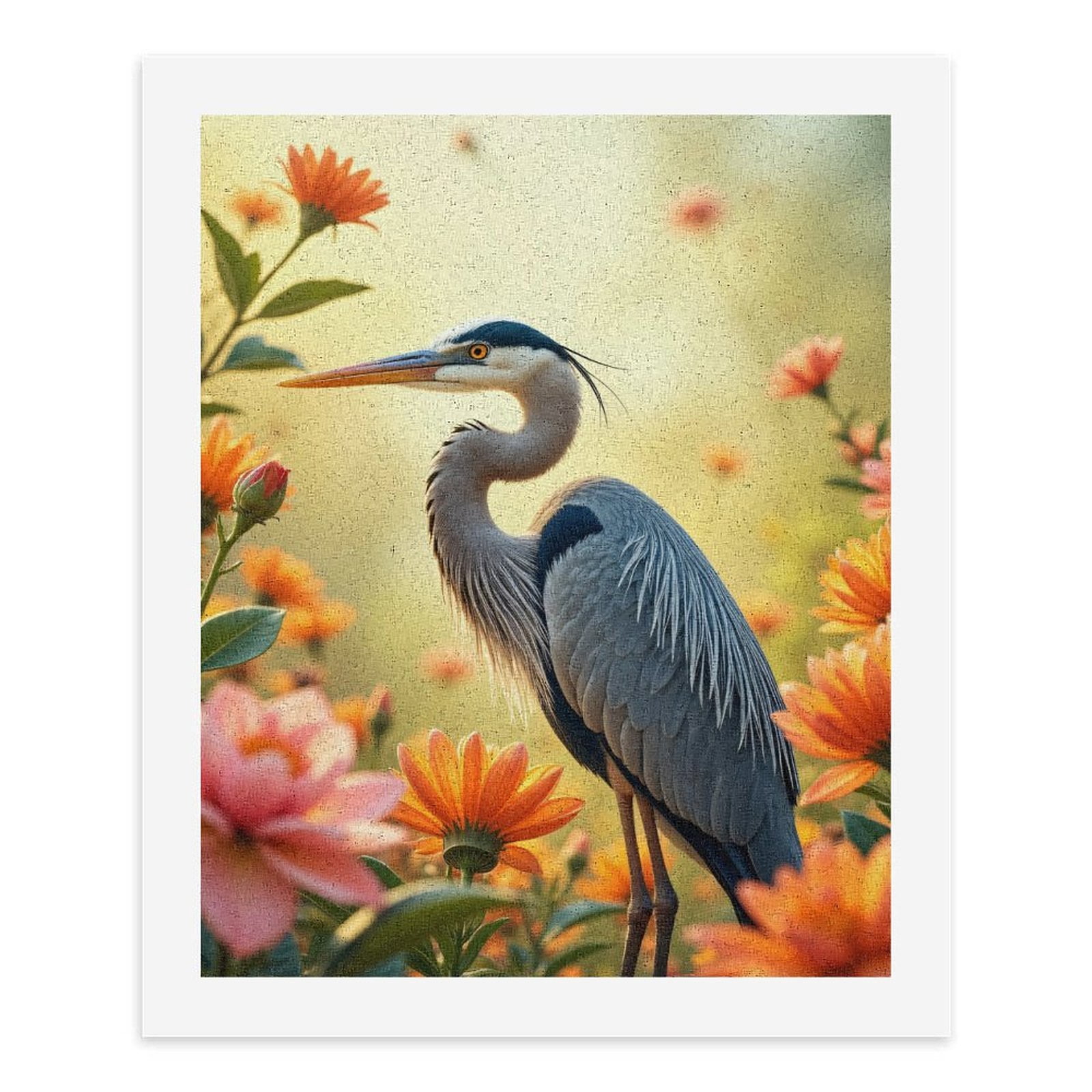 Paint By Numbers Kit for Adults Beginner - DIY Blue Heron Among Orange Blossoms Canvas Painting Kits for Adults, Frameless Paint By Number for Adults for Home Wall Decor 16x20 Inch