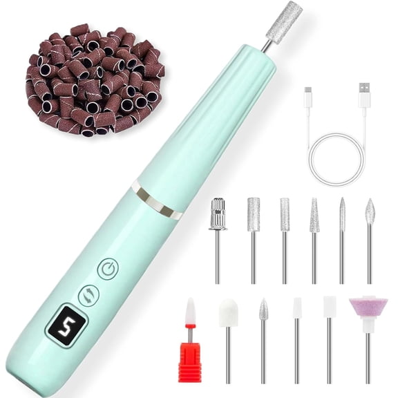 Cordless Electric Nail Drill with 360° Ring Light, Portable Nail File Kit for Acrylic, Gel Nails, Portable Home Manicure Kit for Manicure and Pedicure