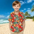 thumbnail image 2 of Atogsazn Toddler Boys Hawaiian Shirts Kids Casual Short Sleeve Shirts Summer Beach Top Clothing for Children Red 5-6 Years, 2 of 9