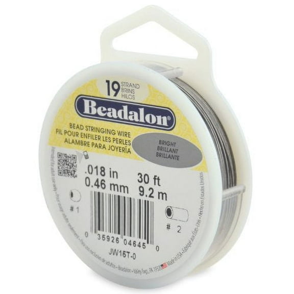 Beadalon 19 Strand Bead Stringing Wire - Beading & Jewelry Making Supplies, Flexible Stainless Steel Nylon Coated Thin String for Bracelets & Necklaces