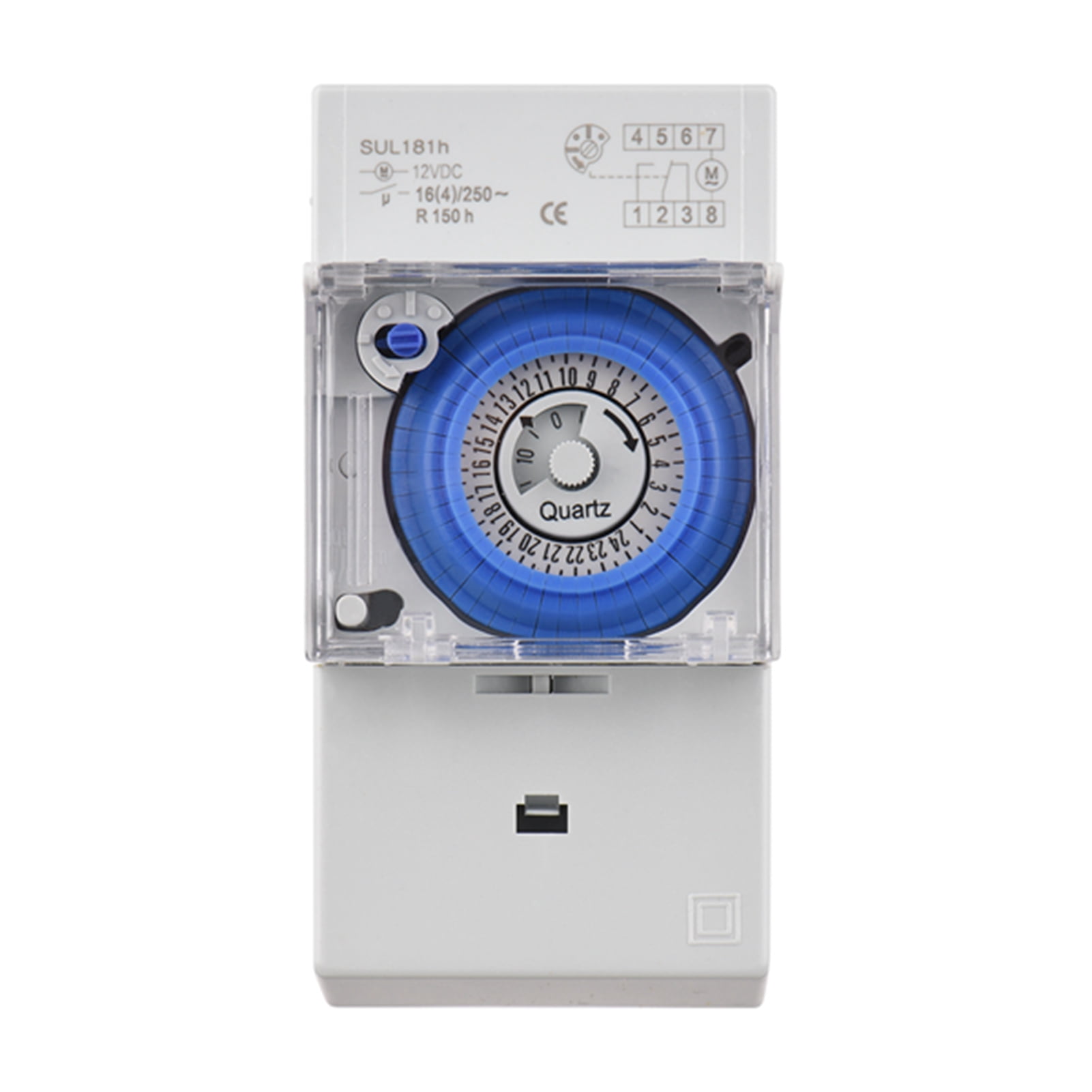 Mechanical 24 Hours Timer Switch DC 12V 30 Minutes Interval 48 Times ON/ OFF Programmable Electrical Timer DIN Rail Installation Relay Switch