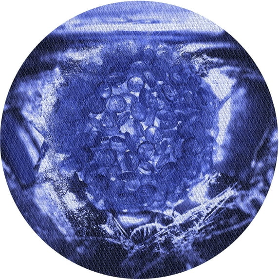 Ahgly Company Indoor Round Patterned Light Slate Blue Area Rugs, 7' Round
