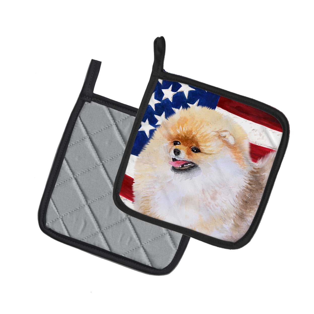 Caroline's Treasures Pomeranian Patriotic Pair of Pot Holders
