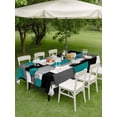 thumbnail image 4 of Outdoor Tablecloth with Umbrella Hole for Patio/Picnic/Party/Camping, Modern Turquoise Grey Waterproof Table Cloth Rectangle Table Cover Washable, Abstract Geometric Color Blocks (60"x 84"), 4 of 8