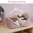 thumbnail image 3 of Travel Makeup Bag for Women, Large Capacity Portable Cosmetic Bags Make up Organizer Pouch with Handle, Flat Open Toiletry Bag for Toiletries, Brush, 3 of 9