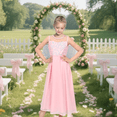 thumbnail image 2 of Sunny Fashion Girls Dress Pink Blush Chiffon Sequin Bodice Wedding Ballet Performance Maxi Elegant Pageant 8 Years, 2 of 6