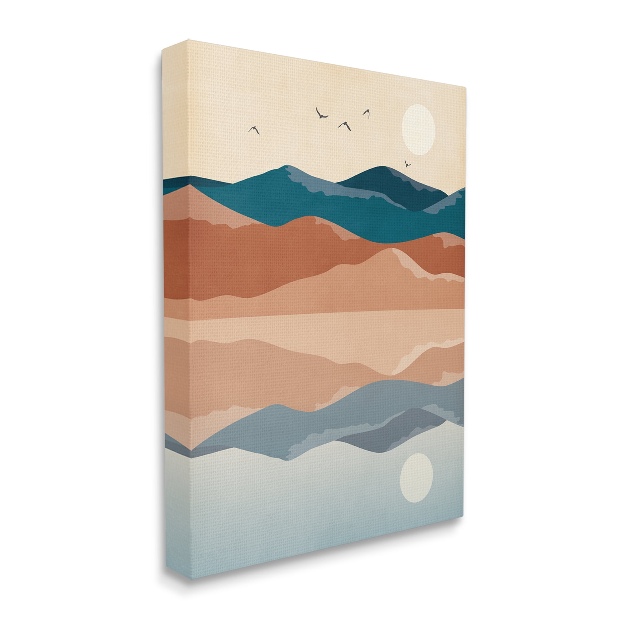 Stupell Industries Birds Flying Over Mountain Peaks Lake Reflection Graphic Art Gallery Wrapped Canvas Print Wall Art, Design by JJ Design House LLC