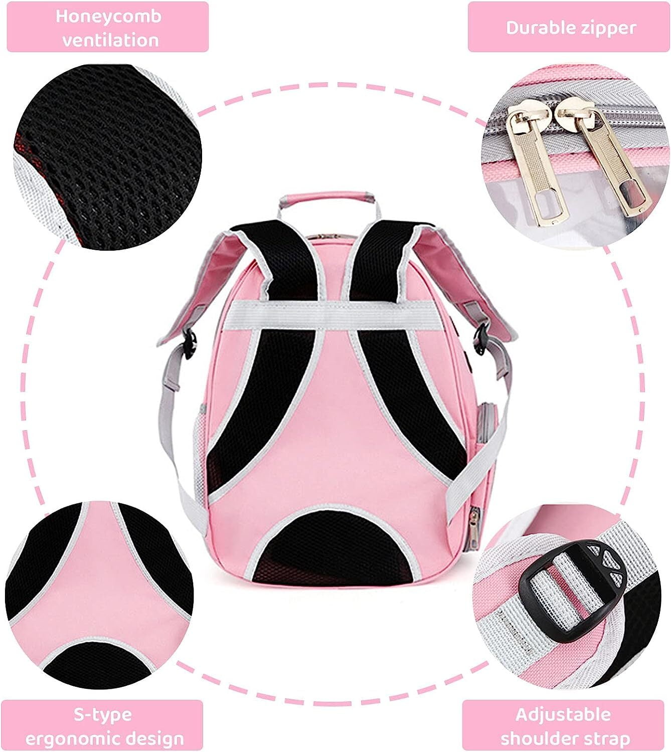 Bubble Carrying Bag for Small Medium dogs Cats, Space Capsule Pet Hiking backpack, Airline Approved Travel carrier - Pink