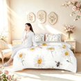 thumbnail image 5 of Erosebridal Lovely Bee 7 Pieces Full Size Bedding Sets,Cute Vintage Flowers Full Size Bed in a Bag,White Gold,Light Gray Reversible, 5 of 7