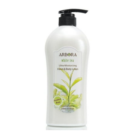 ARBORA Hand & Body Lotion WHITE TEA 25.4OZ/750ML Paraben Free Natural Ultra-Moisturizing, Professional Massage Lotion Original from Korea