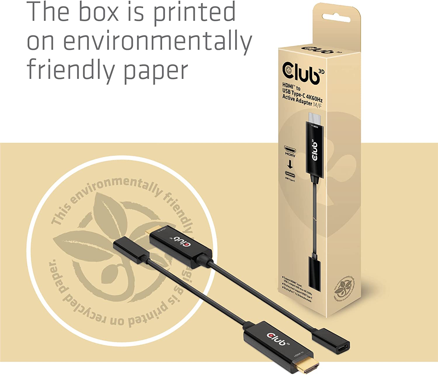 Club3D HDMI to USB Type-C 4K60Hz Active Adapter, Black