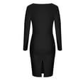 thumbnail image 5 of Women's Bodycon Dress, French Retro Style Long Sleeve Maxi Dress, Slim Fit Round Neck Polyester Dress for Casual, Party, Date, 5 of 5