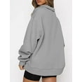 thumbnail image 2 of Womens Half Zip Sweatshirt Oversized Long Sleeve Collar Drop Shoulder Solid 1/4 Zipper Pullover, 2 of 4