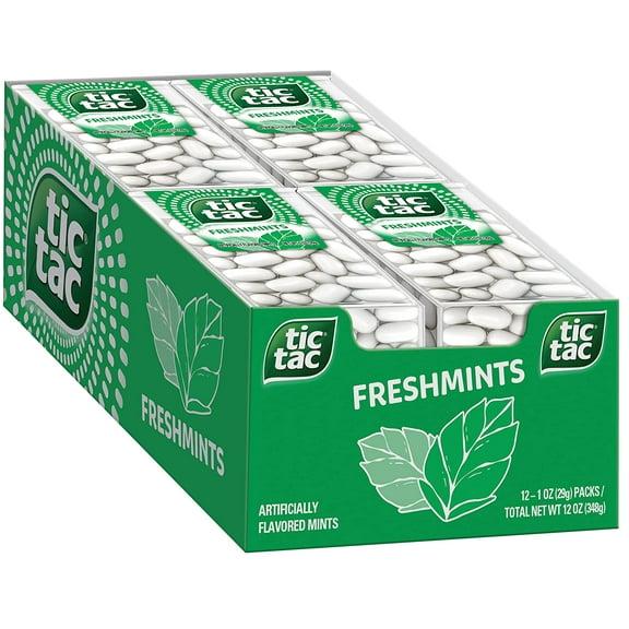 Tic Tac Fresh Breath Mints, Freshmints, Bulk Hard Candy Mints, 1 oz Single Packs, 12 Count