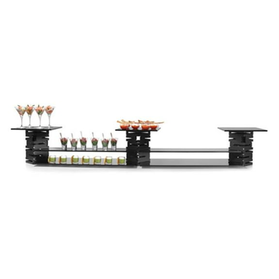 Rosseto Serving Solutions SK022 10 Piece Skycap Steel and Glass Multi-Level Buffet Riser Kit- Black Matte