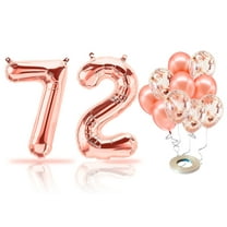PARIS PRODUCTS - 72nd Birthday Rose Gold Balloons & Number 72 Mylar Balloon, 72nd Birthday Party Decor, 72nd Birthday Decorations for Women, 72nd Birthday Decorations Women 72