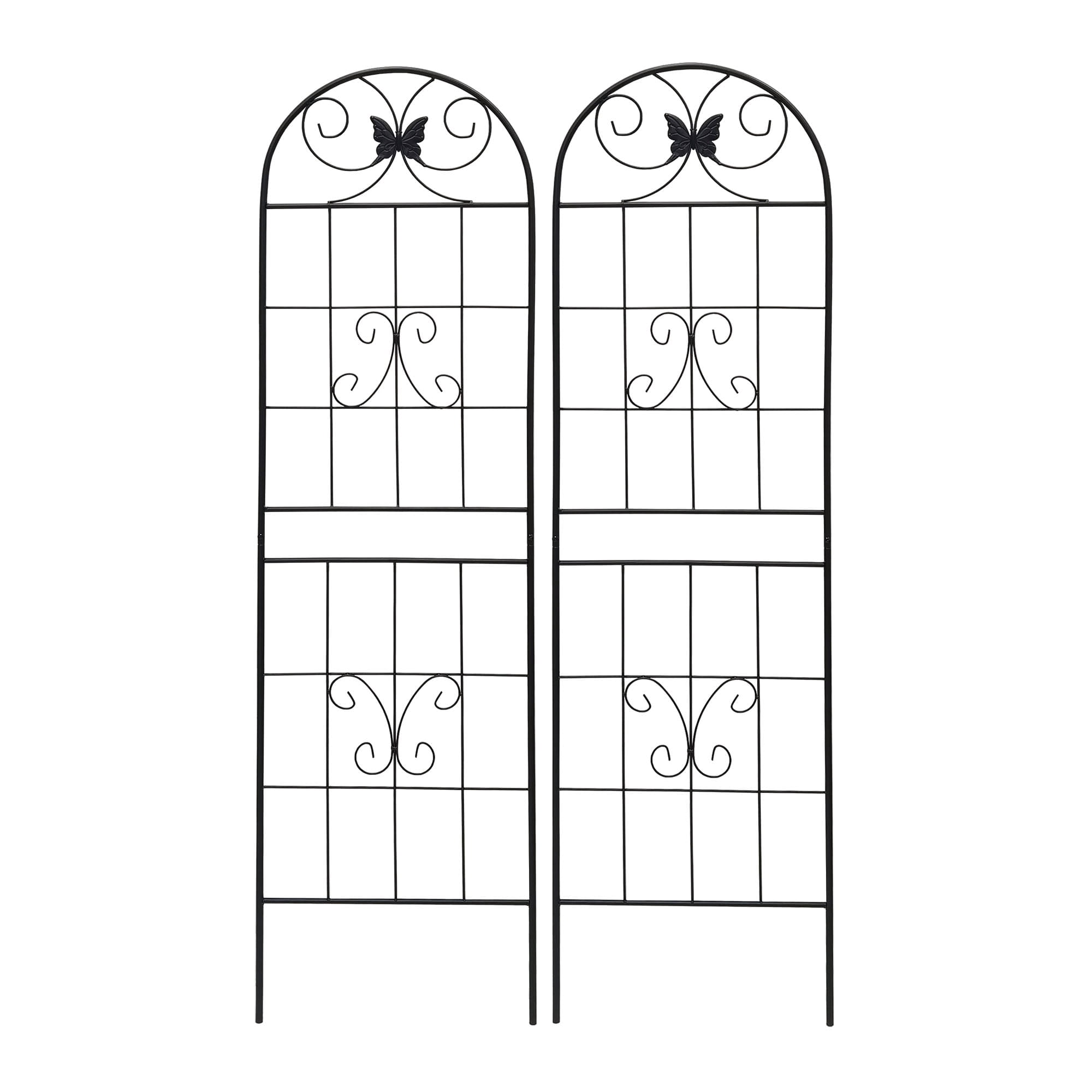 Heavy Duty Rustproof Black Iron Garden Trellis 2 Pack  71" x 19.7" For Potted Plant Support & Climbing Vines